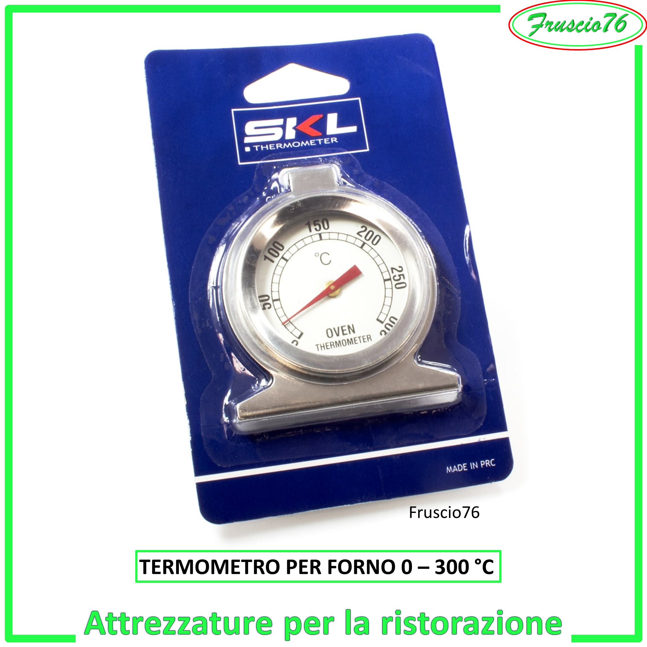 TERMOMETRO per Forno da Cucina 300° gradi Indicatore Temperatura in Acciaio  Inox